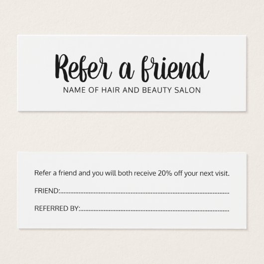 Simple Elegant Black and White Referral Card (Front & Back)