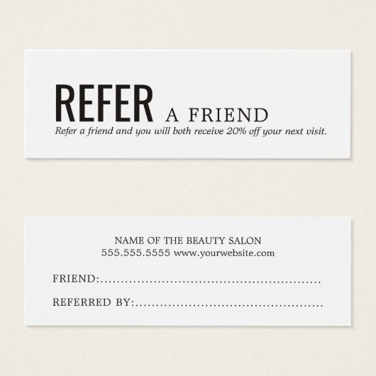 Simple Elegant Black and White Referral Card (Front & Back)