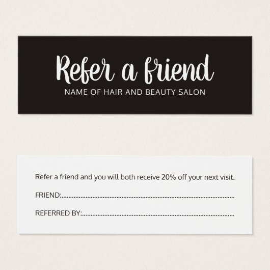 Simple Elegant Black and White Referral Card (Front & Back)