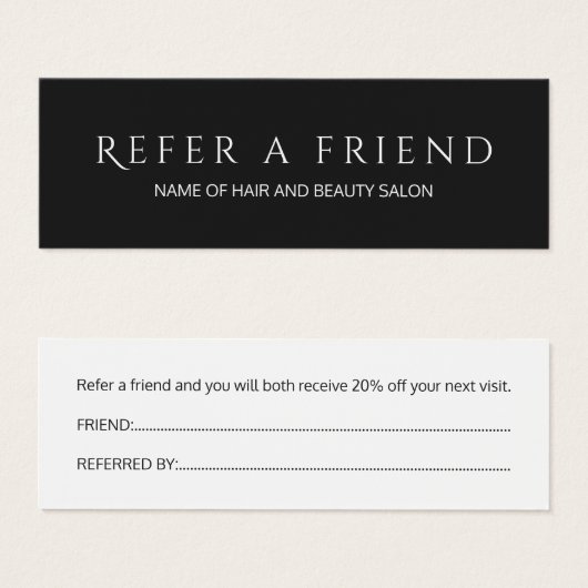 Simple Elegant Black and White Referral Card (Front & Back)