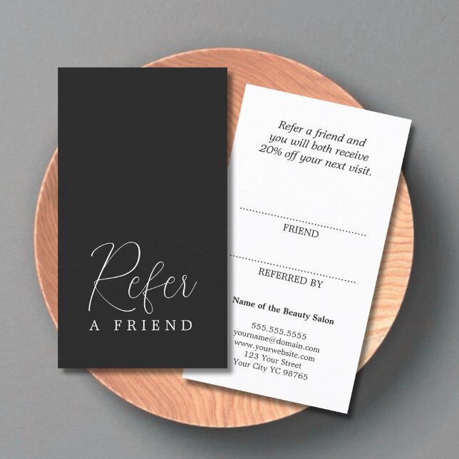 Simple Elegant Black and White Referral Card (Creator Uploaded)