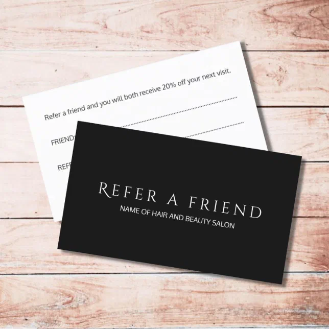 Simple Elegant Black and White Referral Card | Zazzle