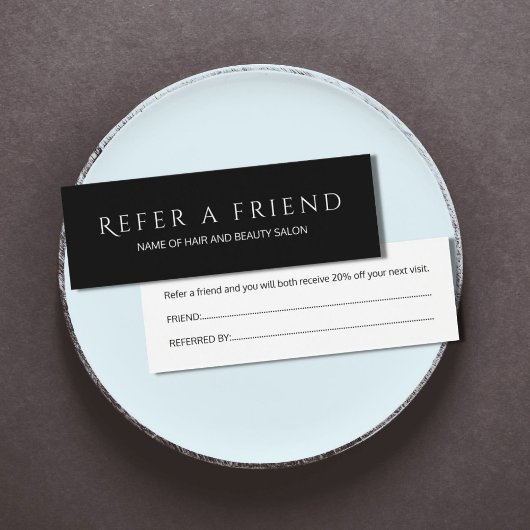 Simple Elegant Black and White Referral Card