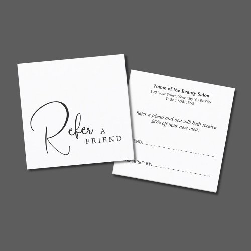Simple Elegant Black and White Referral Card