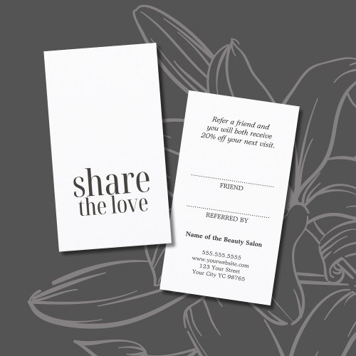 Simple Elegant Black and White Referral Card