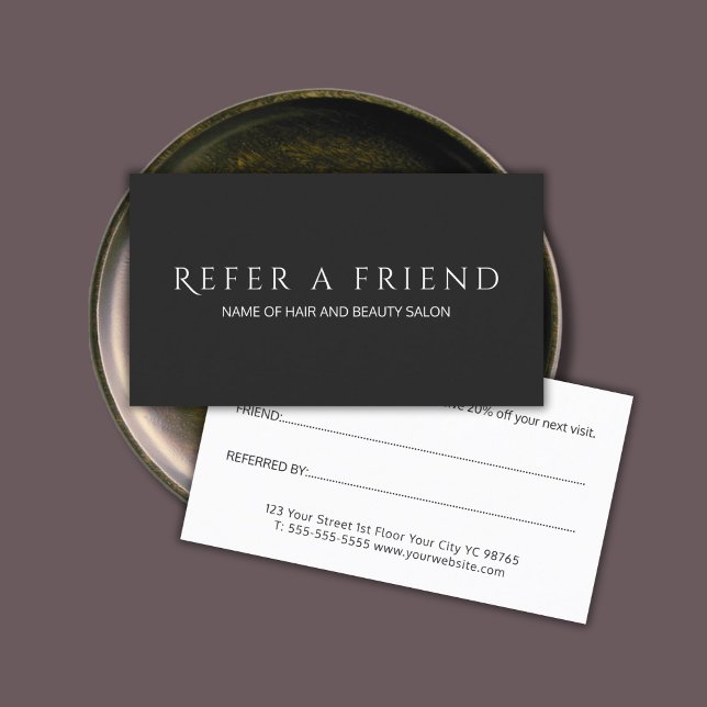Simple Elegant Black and White Referral Card (Creator Uploaded)