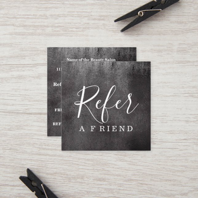 Simple Elegant Black and White Referral Chalkboard (Front/Back In Situ)