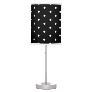 Simple Elegant Black and White Retro Polka Dots Table Lamp