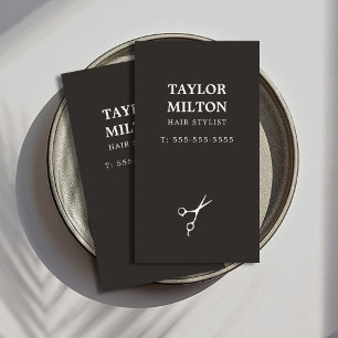 Simple Elegant Black and White Scissor Hairdresser Business Card