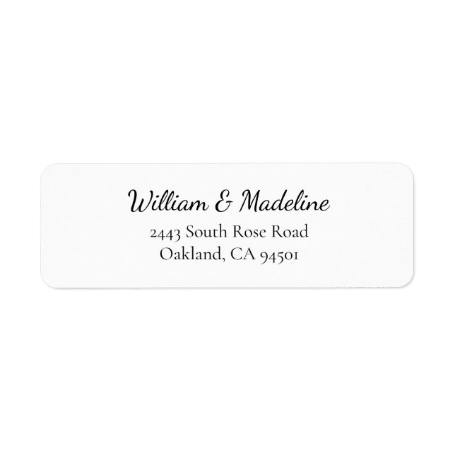 Simple Elegant Black And White Script Modern Label (Front)