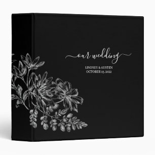 Simple Elegant Black and White Script Wedding 3 Ring Binder