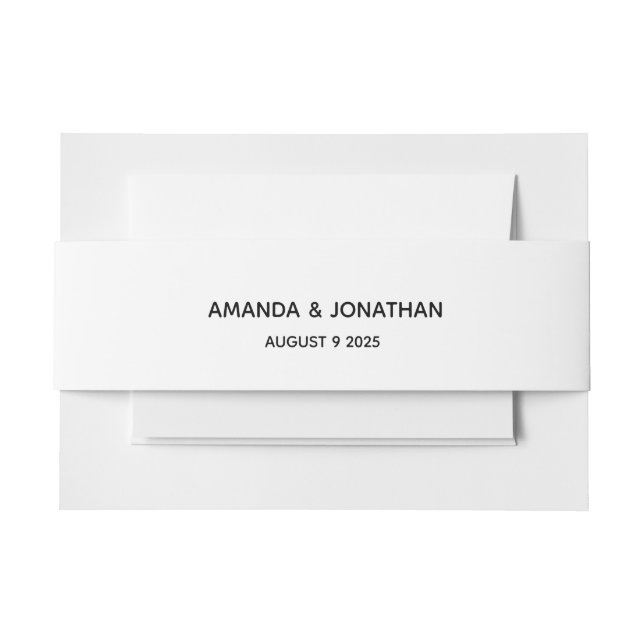 Simple Elegant Black and White Wedding Belly Band (Front Example)