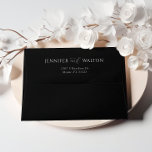 Simple Elegant black and white wedding Envelope<br><div class="desc">Complete the ensemble with Simple Elegant Black Envelopes. Keep the sophisticated theme intact with a deep black background,  classic serif lettering,  and personalized custom names,  ensuring your invitations make a striking first impression.</div>