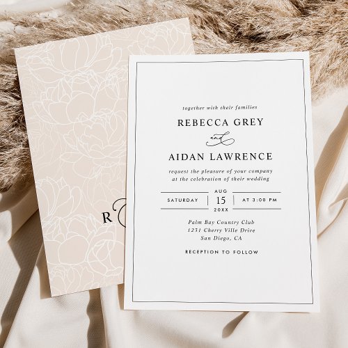 Simple Elegant Black and White Wedding Invitation
