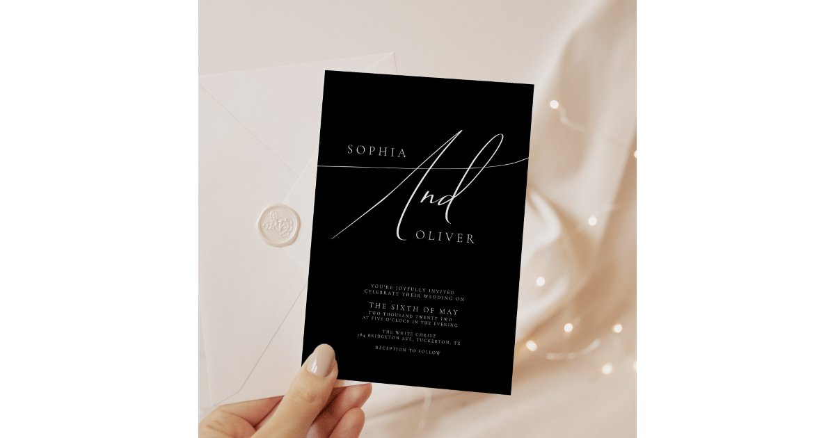 Simple Elegant Black and White Wedding Invitation | Zazzle