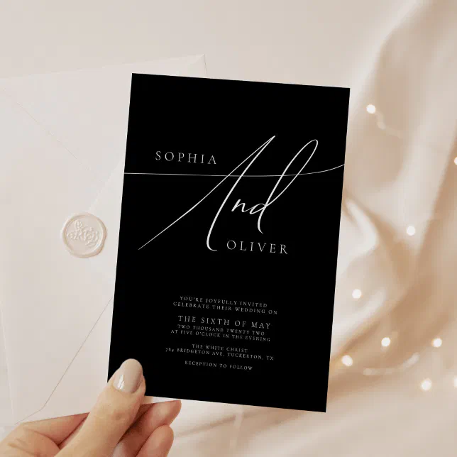 Simple Elegant Black and White Wedding Invitation | Zazzle
