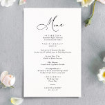 Simple Elegant Black and White Wedding Menu<br><div class="desc">Designed to coordinate with our Stylish Script wedding collection,  this customizable Menu card,  features a sweeping script calligraphy text paired with a classy serif font in black with a customizable monogram on the back. Matching items available.</div>