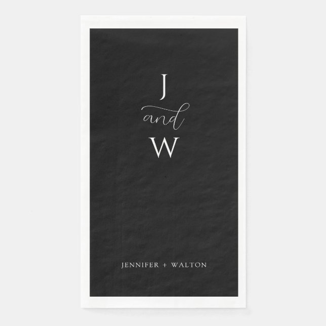 Simple Elegant black and white wedding Paper Guest Towels (Front)