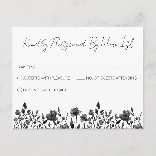 Simple Elegant Black and White Wedding RSVP Enclosure Card