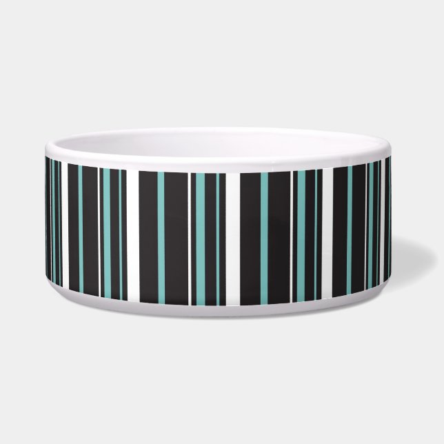 Simple elegant black blue striped stripes bowl (Front)