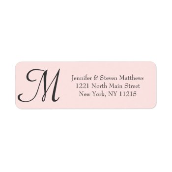 Simple Elegant Black Blush Pink Monogram Names Label by SimpleMonograms at Zazzle