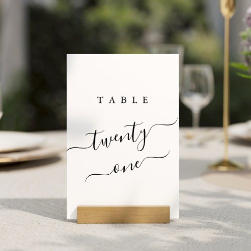 Simple Elegant Black Calligraphy Table Number Card