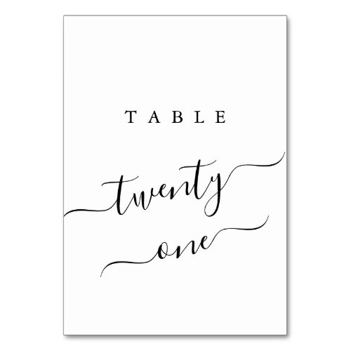 Simple Elegant Black Calligraphy Table Number Card
