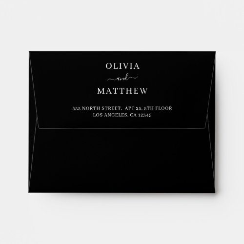 Simple Elegant Black Classic Minimalist Wedding Envelope