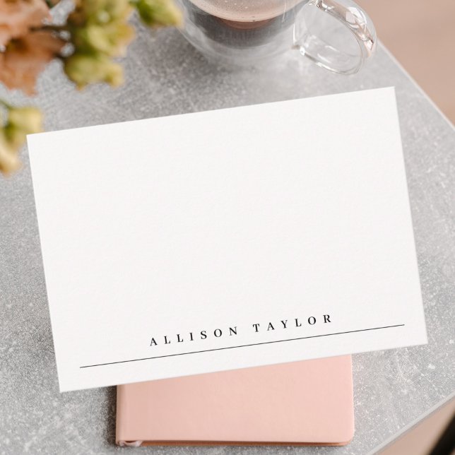 Simple Elegant Black Custom Name Note Card (Creator Uploaded)