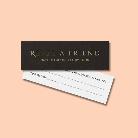 Simple Elegant Black Faux Gold Referral Card