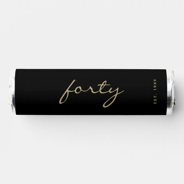 Simple Elegant Black & Gold Age Birthday Breath Savers® Mints (Front)