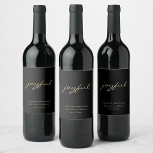 Simple Elegant Black & Gold Christmas/Holiday Wine Label