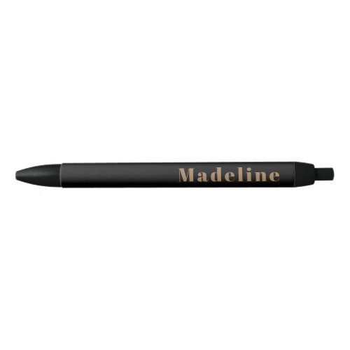 Simple Elegant Black Gold Monogram Name Modern Black Ink Pen
