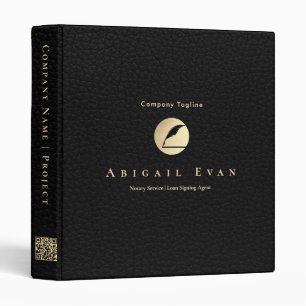 Simple Elegant Black & Gold Pen Nib Logo 3 Ring Binder