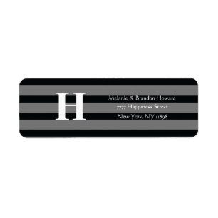 Simple Elegant Black Grey White Monogram Initial  Label