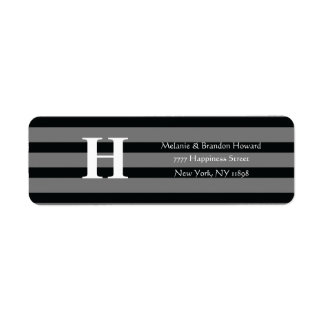 Simple Elegant Black Grey White Monogram Initial Label