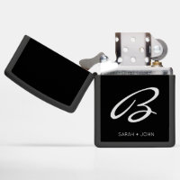 Simple Elegant Black Initial Name Zippo Lighter