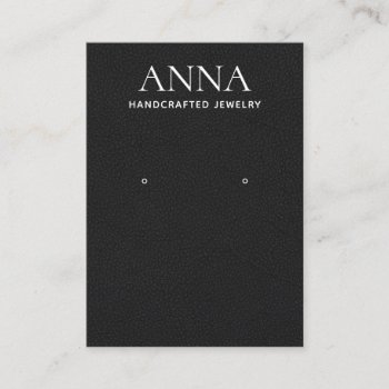 Simple Elegant Black Leather Earring Display Business Card by sm_business_cards at Zazzle