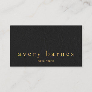 Simple Elegant Black  Leather Look Professional Business Card