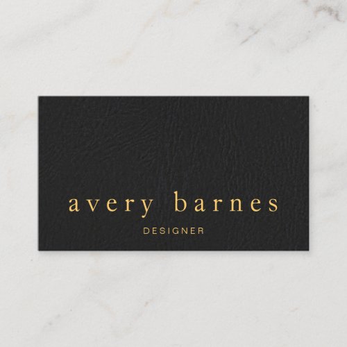 Simple Elegant Black  Leather Look Professional Business Card