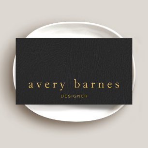Simple Elegant Black Leather Look Professional Business Card