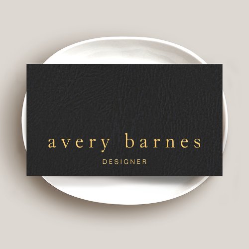 Simple Black Textured Leather Look Professional Business Card Templates