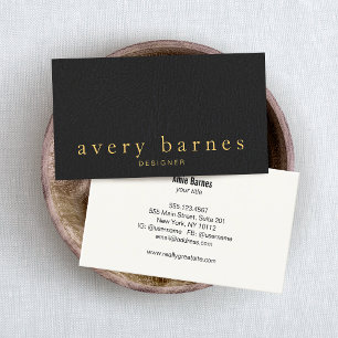 Simple Elegant Black  Leather Look Professional Business Card