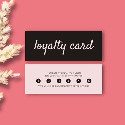 Simple Elegant Black Light Rose Loyalty Card