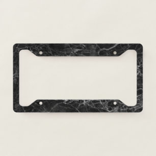 Simple Elegant Black Marble License Plate Frame