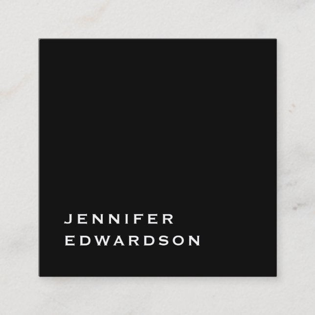 Simple elegant black minimalist professional squar square business card (Front)