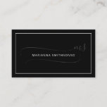 Simple Elegant Black Minimalist Two Monogram Business Card