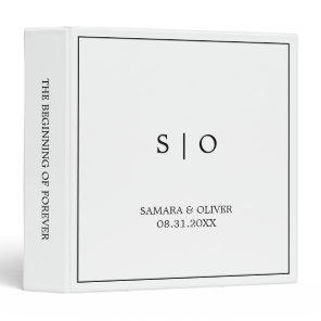 Simple Elegant Black Monogram | Wedding Album 3 Ring Binder