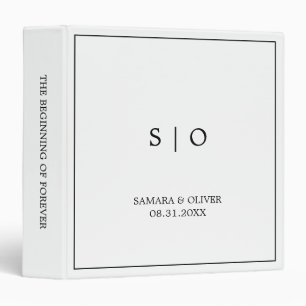 Simple Elegant Black Monogram   Wedding Album 3 Ring Binder