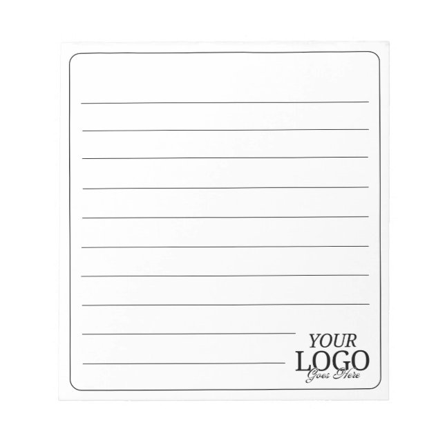 Simple Elegant Black On White Logo Lined Business  Notepad (Front)